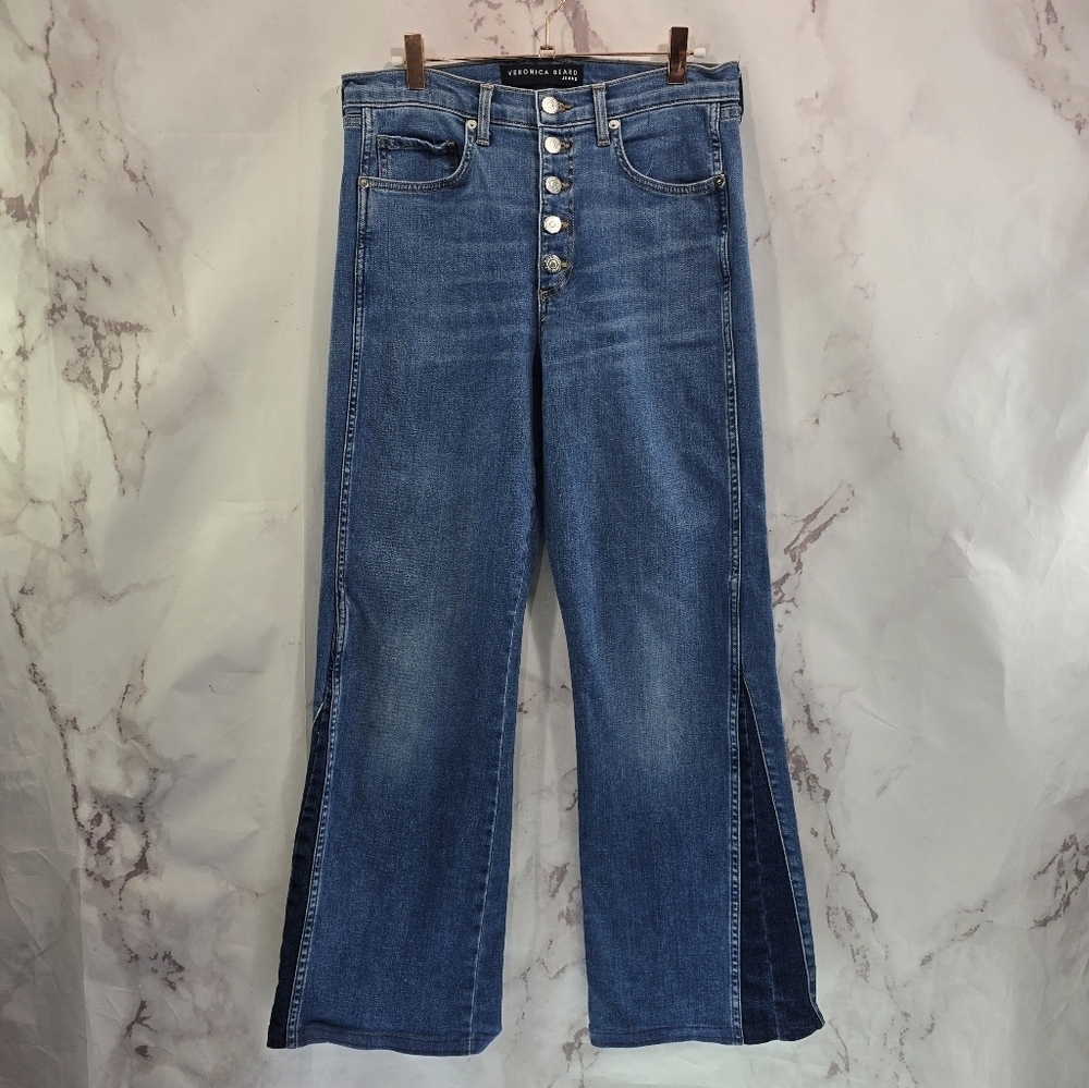 Veronica Beard Jeans Womens 30 10 Kiley Wide Leg Exposed Button Fly Denim